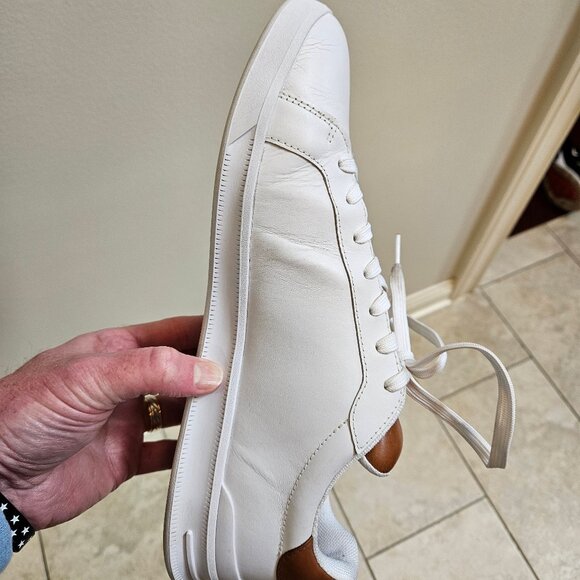 Polo Men's Heritage Court Leather Sneakers, White/Khaki, Sz 13 - Picture 12 of 16